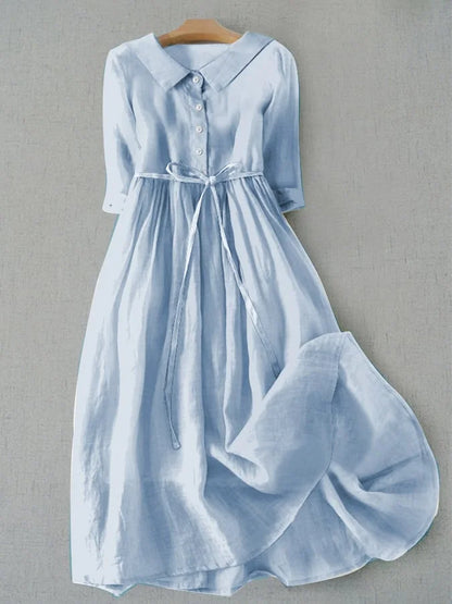 Lux - Elegante vestido de manga corta con cordones en la cintura