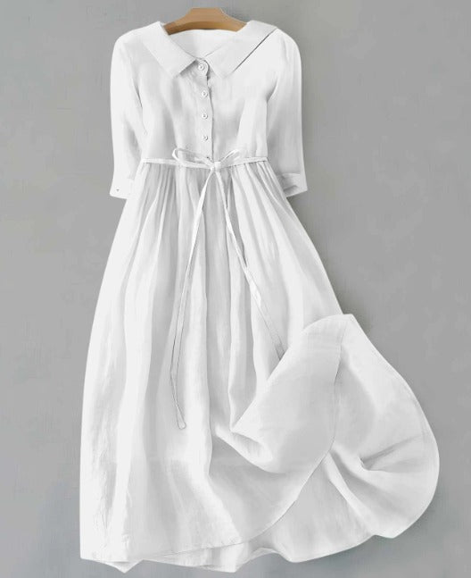 Lux - Elegante vestido de manga corta con cordones en la cintura