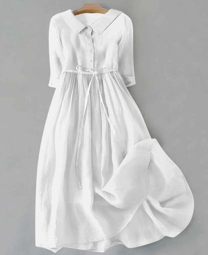 Lux - Elegante vestido de manga corta con cordones en la cintura