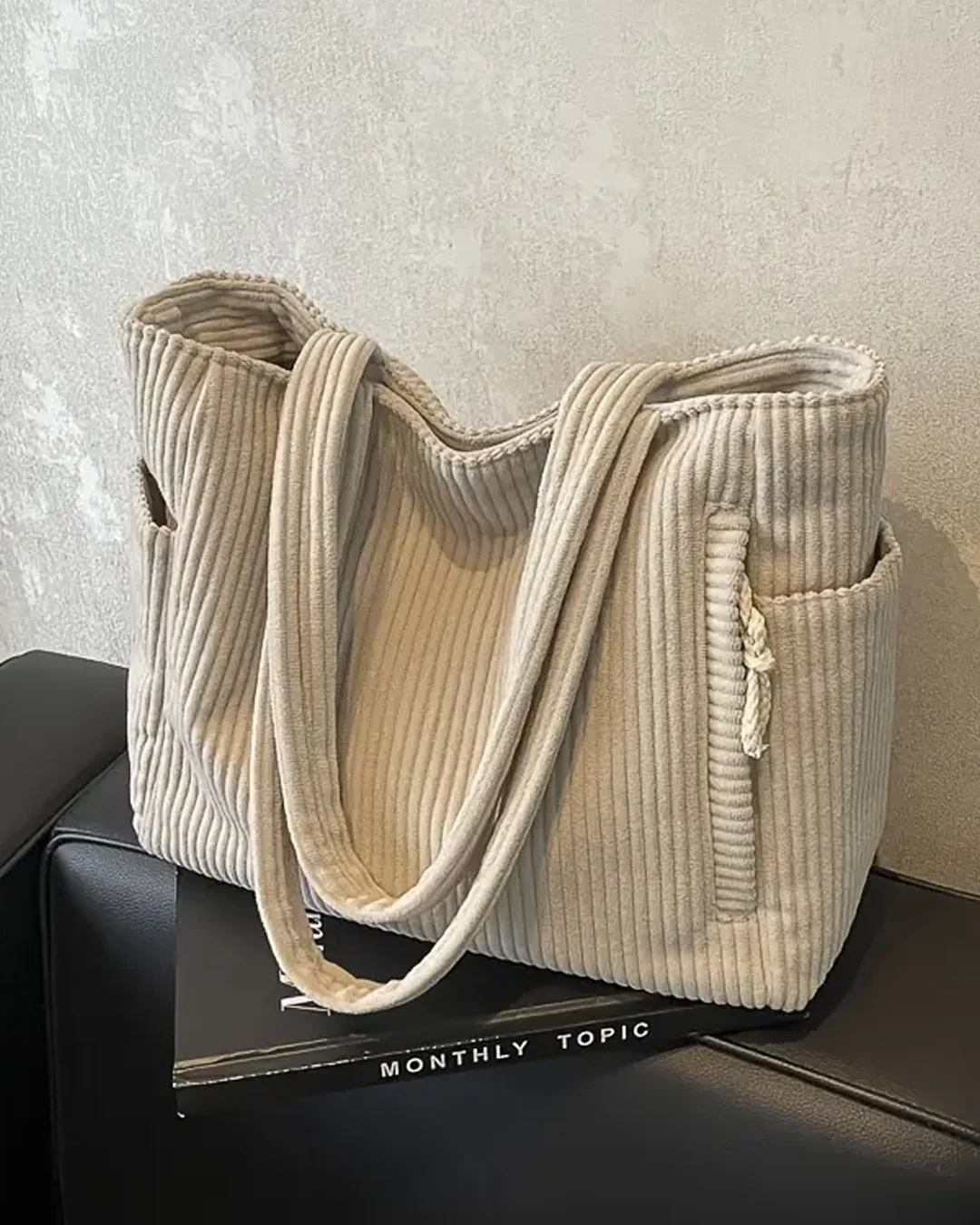 Elara - Bolso acanalado con detalle de cordón