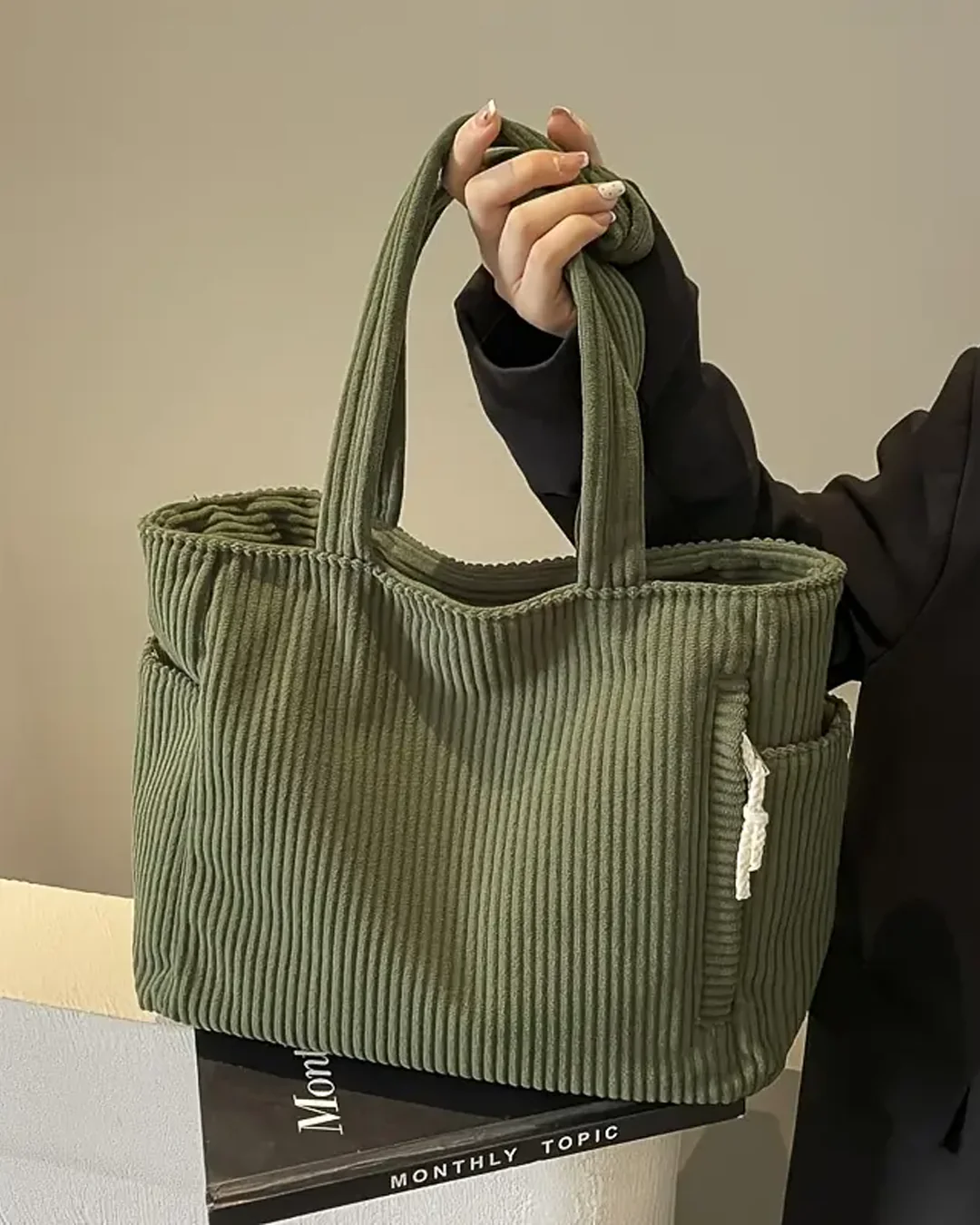 Elara - Bolso acanalado con detalle de cordón